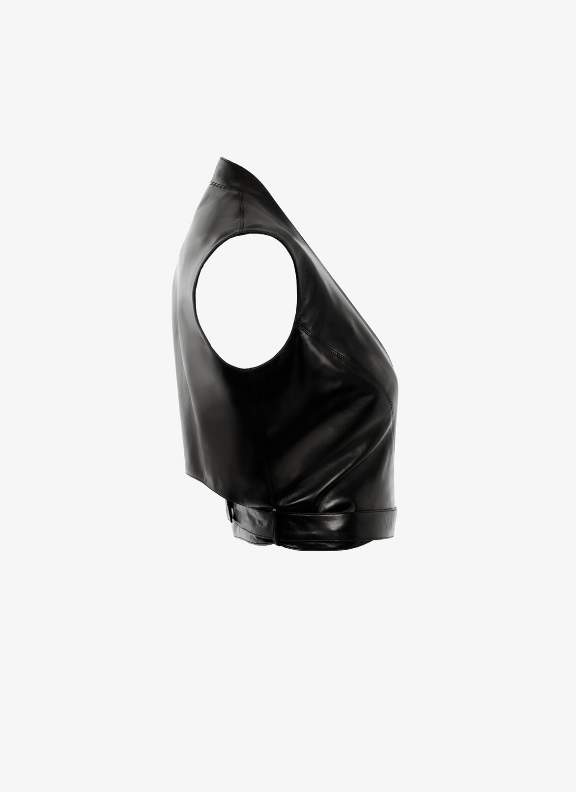 Leather wrap-around top ALAÏA BLACK LEATHER WRAP-AROUND TOP
